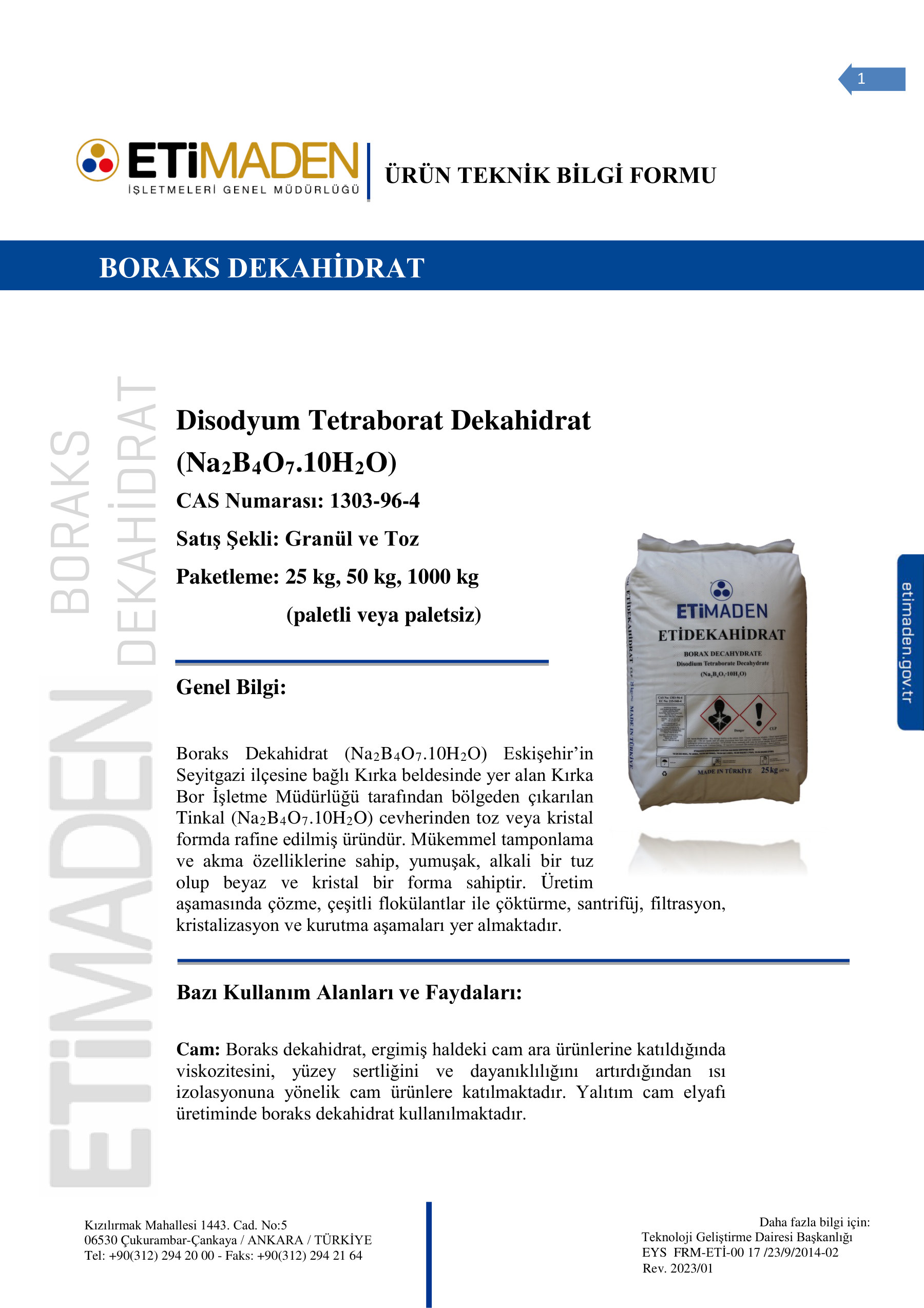 Boraks Dekahidrat TDS - 1/7
