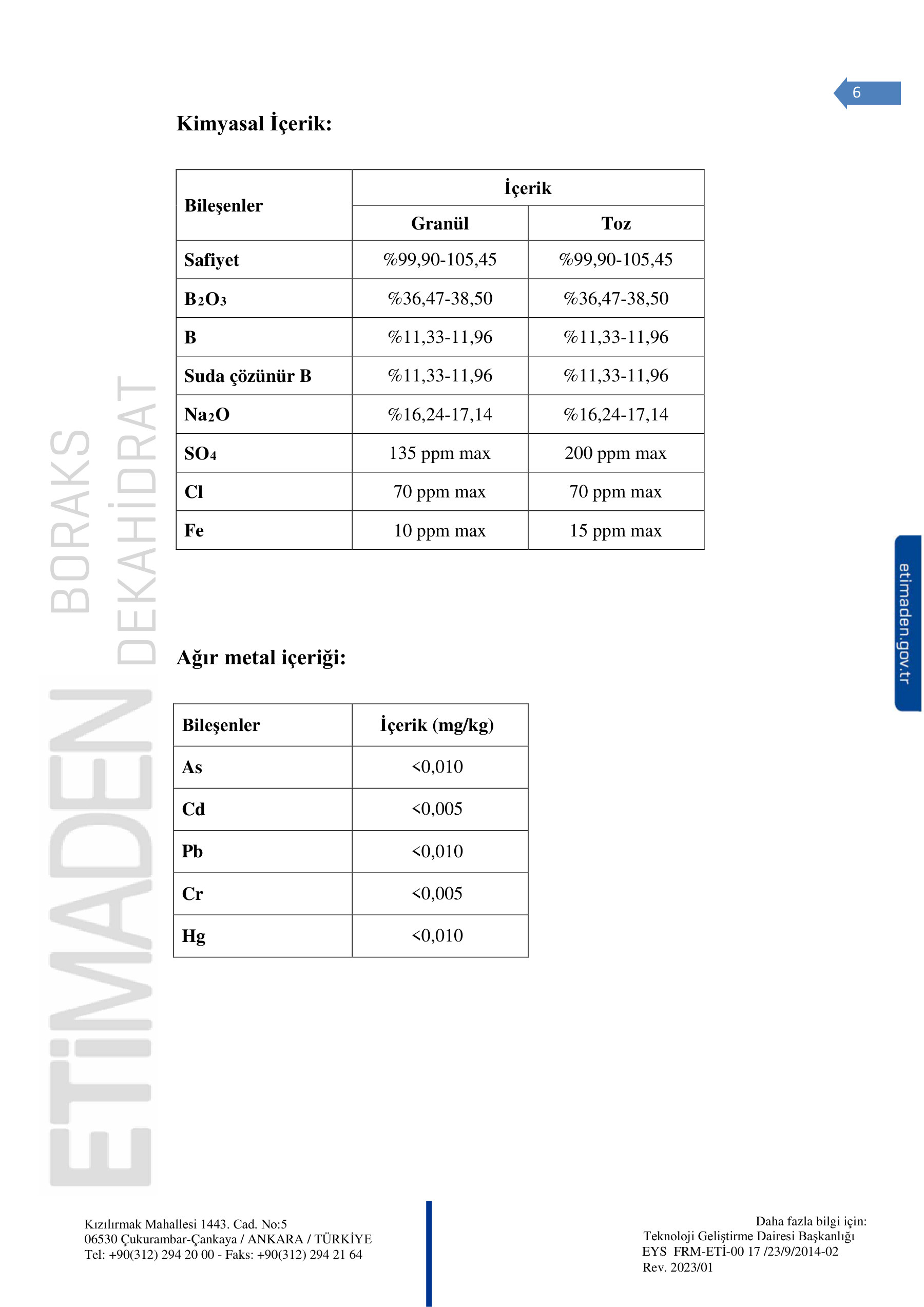 Boraks Dekahidrat TDS - 6/7