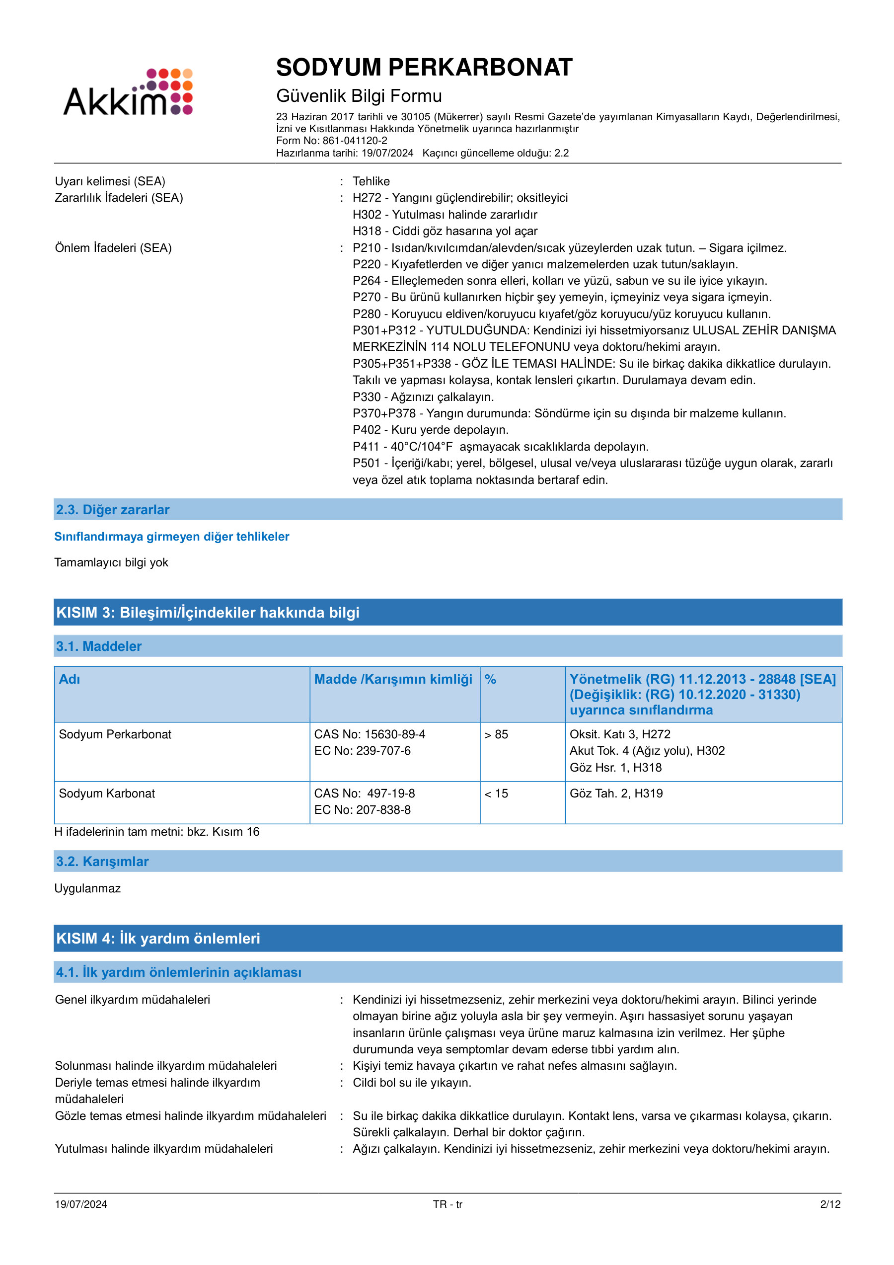 Sodyum Perkarbonat GBF - 2/12